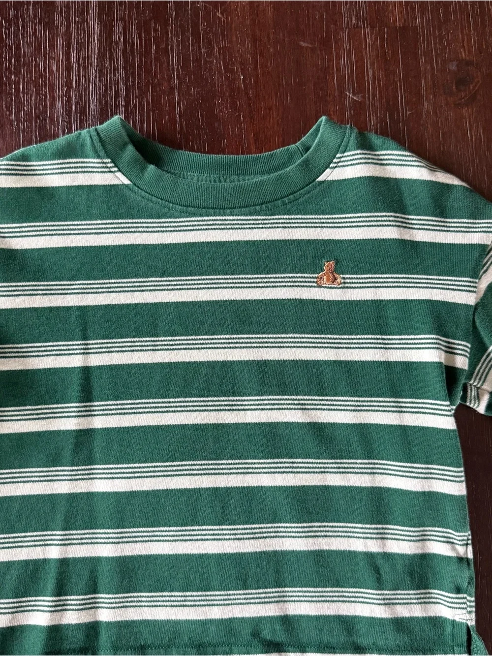 GAP Green and White Striped Long-Sleeve Tee